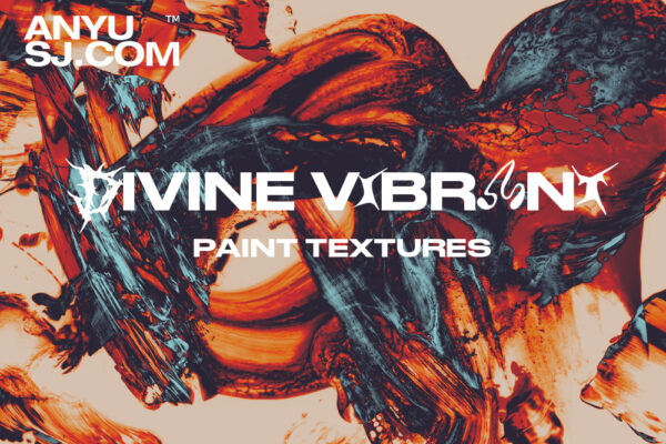 10款活力炫彩手工绘制丙烯颜料抽象涂抹纹理肌理PNG背景设计套装Divine Vibrant Paint Textures-第4958期-