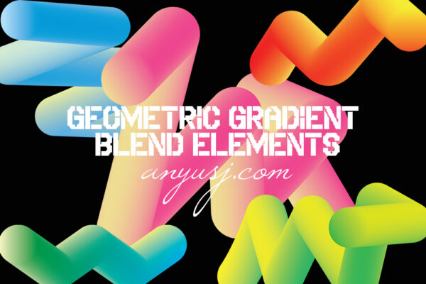 20款3D立体弥散光渐变几何抽象AI矢量图形设计套装Geometric Gradient Blend Elements