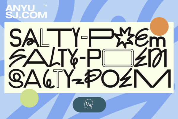 6款趣味Y2K现代手写无衬线西文抽象标题排版装饰字体家族Salty Poem Font-第5144期-
