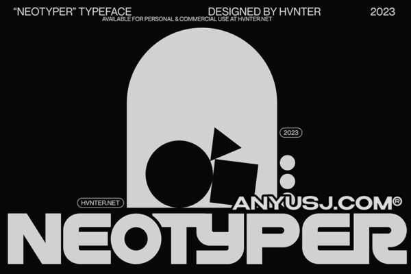 复古Y2K抽象艺术无衬线赛博科技西文装饰排版logo标题字体Neotyper Typeface-第5155期-