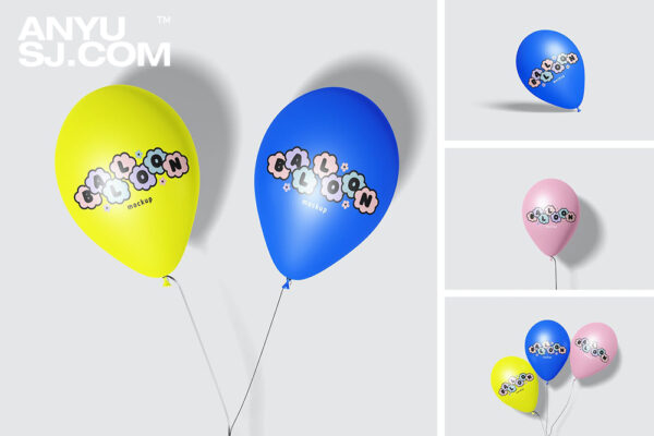 4款极简庆祝气球外观设计展示PSD样机Balloon Mockup