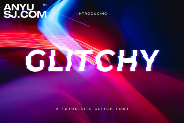 实验性错位错误动感抽象扭曲故障信号失真无衬线标题排版logo西文字体Glitchy – A digital Glitch Font