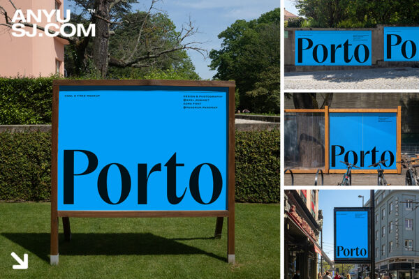 9款极简高清摄影城市街道街头广告牌横幅海报招贴PSD样机套装Porto – Mockups Pack-第5130期-