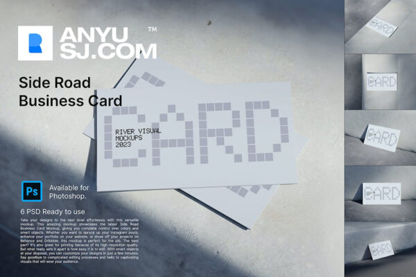 6款极简工业风名片卡片企业文创VI品牌PSD样机Side Road Business Card