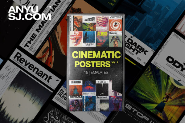 15款现代极简图文排版电影动态海报传单广告PS/AE/PR设计套装Tropic Colour – Cinematic Social Media Poster Templates Vol 2-第5038期-
