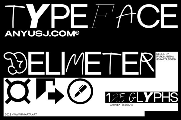 可商用趣味Y2K涂鸦手写手绘logo排版装饰Delimiter Typeface by Martha Park-第5226期-