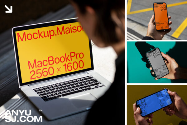 10款极简高级摄影小众手持手机MacBook电脑Iphone样机UI设计APP界面展示套装-第5246期-