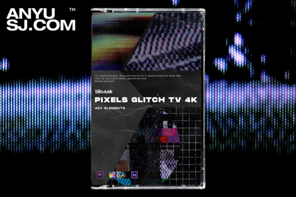4K视频-40+复古故障像素老式电视TV效果视频叠加素材+音效Blindusk PIXELS GLITCH TV-第5188期-