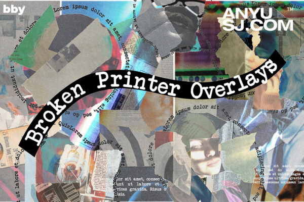 15款复古打印撕纸剪纸剪贴画拼贴抽象艺术图片后期处理PSD特效样机套装Broken Printer Overlays-第5295期-