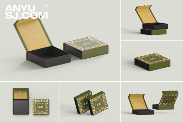 18款极简磁吸礼盒翻盖礼品盒纸盒包装盒外观设计展示PSD样机Gift Box Mockup