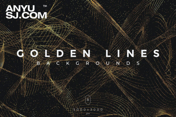 8款金色抽象线条科技未来背景设计Golden Lines Backgrounds