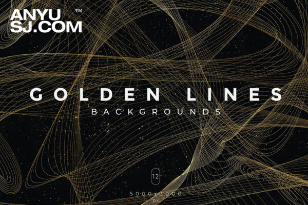 8款金色抽象线条科技未来背景设计Golden Lines Backgrounds Vol.2