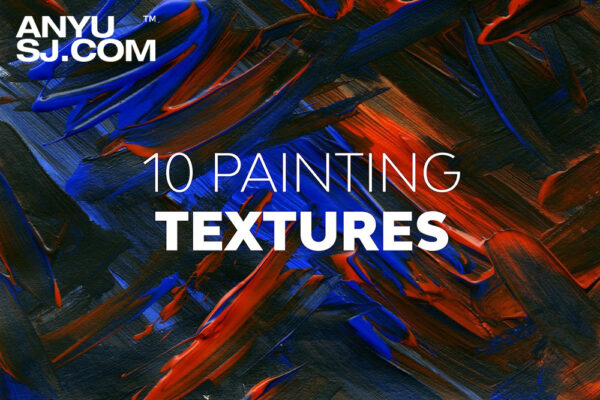 10款质感高清手绘丙烯颜料深色涂抹艺术背景肌理图片套装Painting Textures