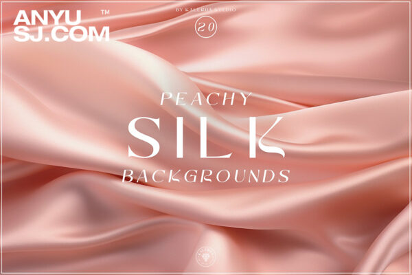20款粉色丝绸绸缎丝滑面料抽象背景肌理图片套装Peachy Silk Backgrounds