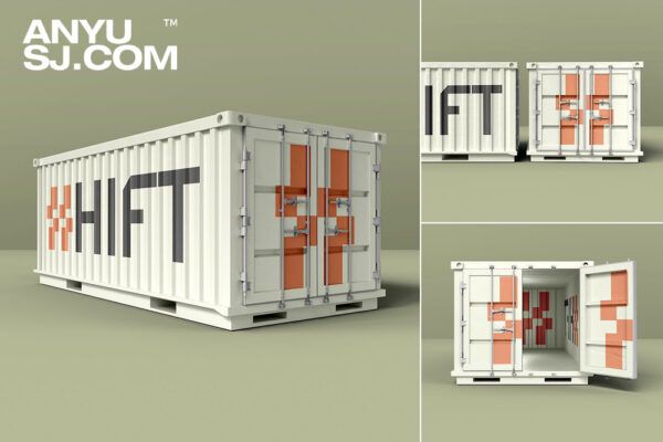 3款极简海运物流集装箱外观设计展示PSD样机Logistic Shipping Container Psd Mockup Set
