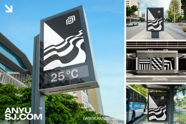13款高清摄影夏日巴西旅游城市沿海街道公路广告牌公交站牌海报设计展示PSD样机套装-第5220期-