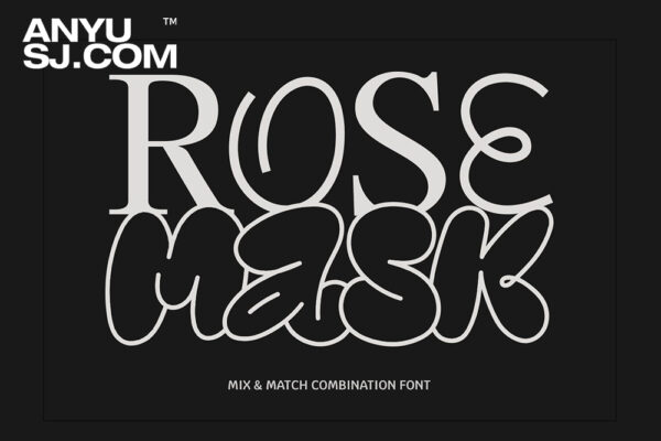 复古趣味迷人Y2K气泡三合一手写衬线西文字体RoseMask – 3in1 Combination Font-第5406期-