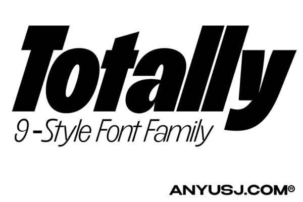9款50年代极简逆反差趣味复古无衬线标题排版字体家族Totally – Family 9 Styles-第5350期-