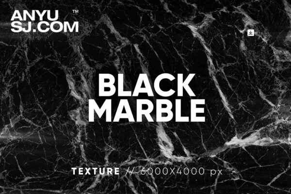 20款8K高清黑色抽象艺术极简大理石纹理背景肌理套装20 Black Marble Texture HQ
