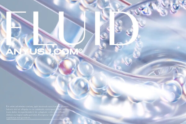 现代3D极简流体透明水晶玻璃液体抽象艺术动态海报排版AE模板Crystal Palace Slides-第5451期-