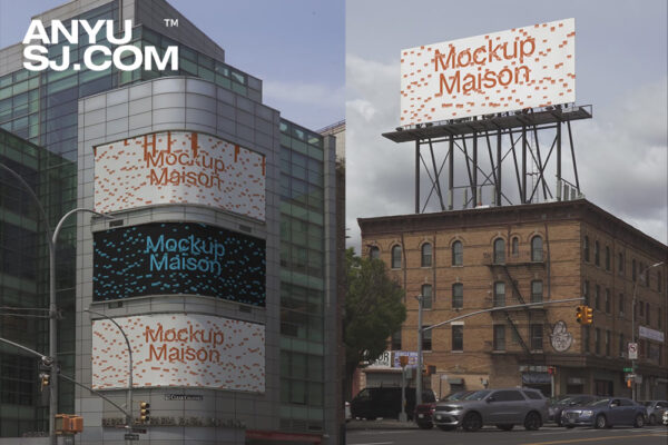 2款AE动态城市都市巨幅广告牌海报横幅设计展示模板样机MM Billboard BB-V3-03/04-第5422期-
