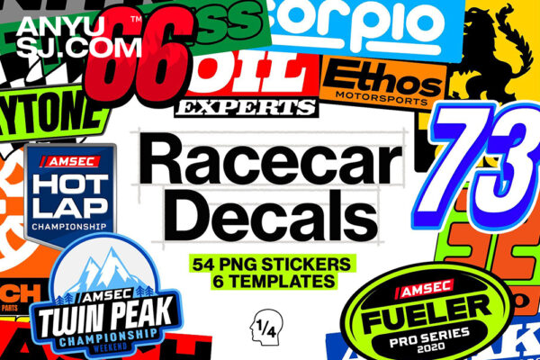 54款赛车运动汽车贴花logo徽标图标PNG/PSD设计套装Racecar Decals-第5395期-