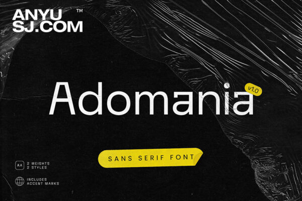 4款现代极简干净实验性海报标题排版无衬线西文字体Adomania Sans Serif Font-第5593期-