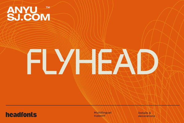 3款极简现代科技未来派海报标题排版无衬线西文字体Flyhead Minimalist Technology Font-第5593期-