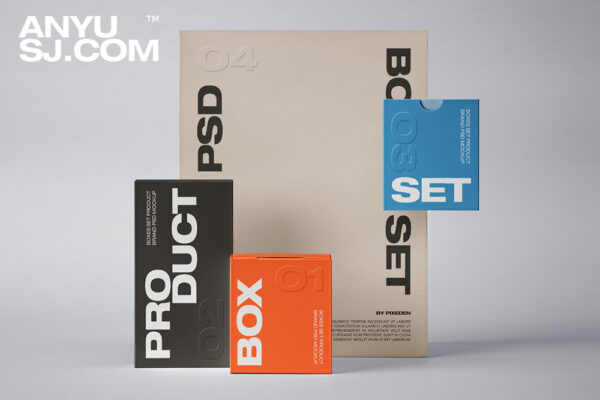 极简质感多规格产品品牌包装盒纸盒礼盒快递盒PSD样机Branding Psd Product Boxes Mockup Set-第5496期-