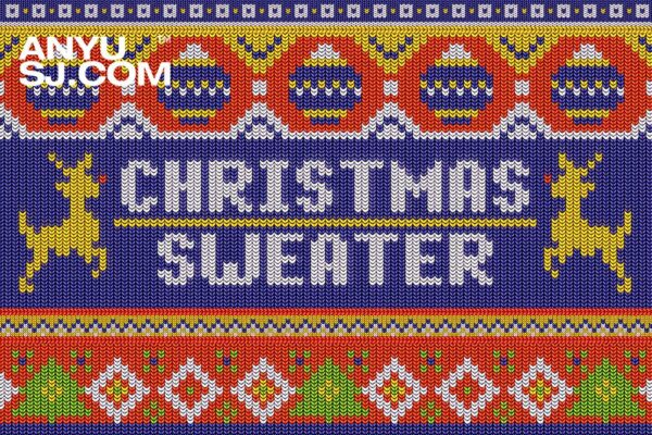 圣诞节复古真实逼真针织毛衣纹理图案设计特效PSD样机套装CHRISTMAS SWEATER EFFECT-第5565期