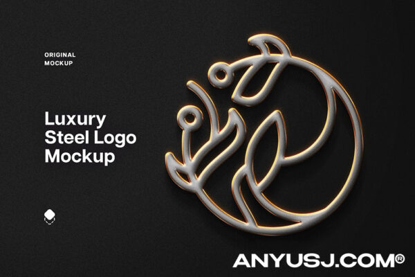 质感金属3D镀铬文本标题logo徽标图标图形设计展示特效PSD样机Luxury 3D Steel Logo Mockup