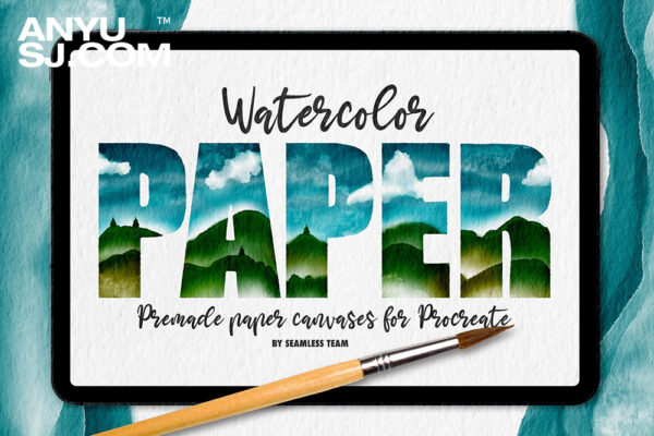 10款高清真实自然水彩纸张纹理肌理Procreate专用背景绘画画布图片套装Paper Canvas for Procreate