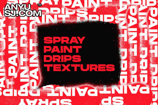 20款复古街头喷漆落滴液体滴落PNG免扣图形元素图片设计套装Spray Paint Drips Textures