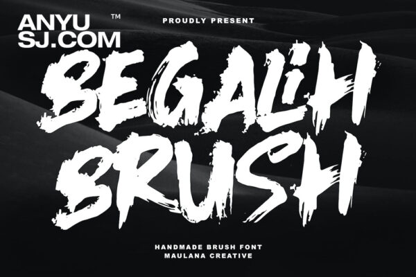 摇滚街头艺术手写笔刷连笔抽象装饰标题排版西文字体Begalih Brush Handmade Font-第5767期-