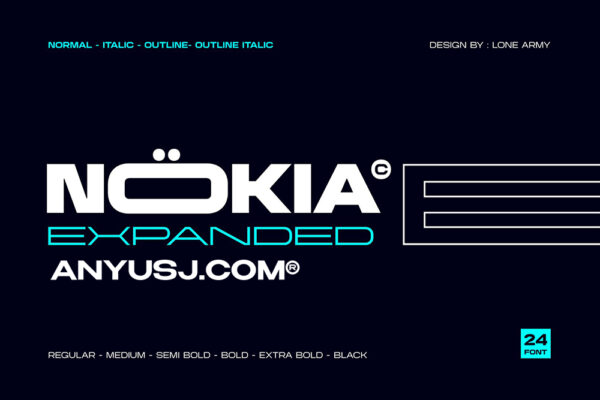 24款现代极简科技风宽体诺基亚品牌海报标题排版无衬线西文字体家族Nokia Expanded-第5593期-