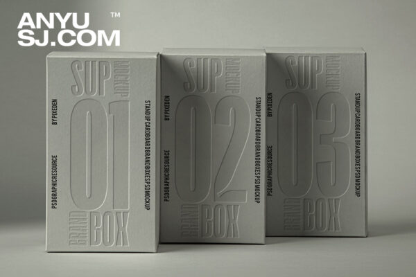 现代极简质感长方形包装盒站立式纸盒PSD外观设计展示样机Stand Up Packaging Psd Boxes Mockup-第5750期-