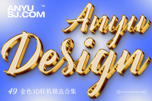 49款3D黄金金属镀铬奢华高端立体文本标题PSD/EPS/AI 特效样机精选合集Luxury Gold 3d  Text Style Mockups-第5744期-