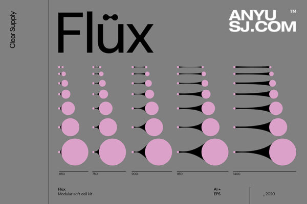 100+趣味球状生物学软细胞线粒体抽象几何AI矢量插画插图设计套装Clear Supply – Flux-第5831期-