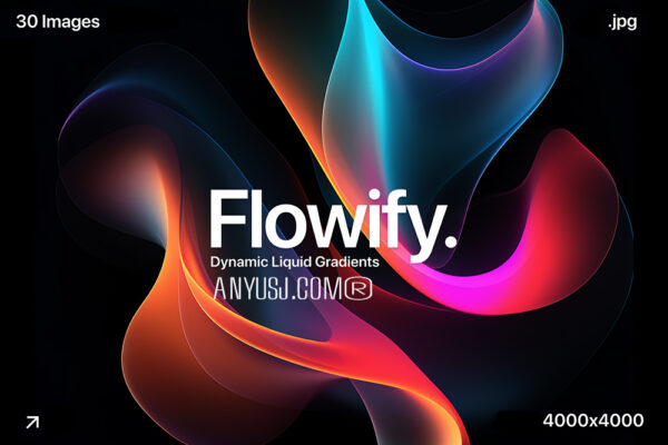 30款3D液态抽象艺术科幻飘带流体渐变光影科技未来海报高清背景图片壁纸桌面设计套装Flowify – Dynamic Liquid Gradients-第5741期-