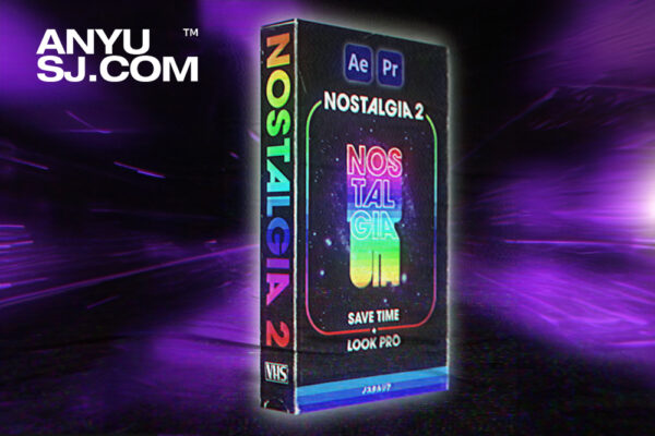 40+复古风格趣味VHS全息赛博蒸汽波3D立体镀铬Y2K动态视频标题AE/PR模板HumanVideoCo – NOSTALGIA 2-第5816期-