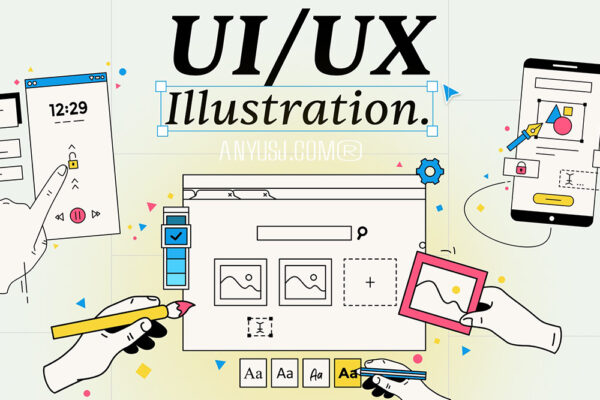 24款创意可视化UI/UX设计过程用户咨询商业项目流程演示趣味手绘AI矢量插画插图配图设计套装Interfacy – UIUX Design Illustration Set-第5811期-