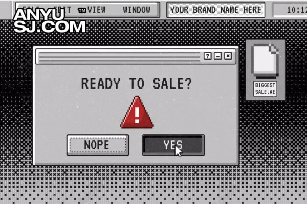 复古蒸汽波Y2K电脑Windows弹窗窗口界面动态海报促销打折logo徽标视频排版AE模板Trendy Glitch Sale Promo-第5718期-
