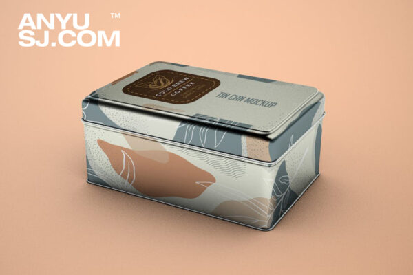 3款金属铁盒锡罐饼干盒糖果盒天地盒包装设计展示PSD样机Metallic Box Mockup
