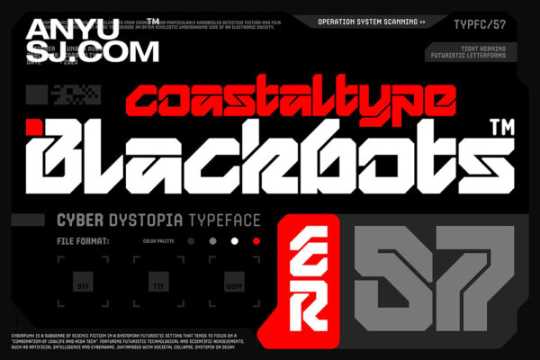 赛博朋克未来反乌托邦机械工业技术性装饰西文字体Blackbots Cyber Dystopia Typeface-第5872期-