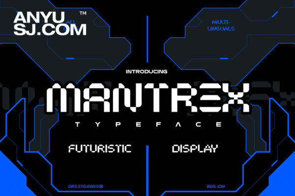 赛博朋克像素未来派机械工业技术性装饰西文字体Mantrex – Futuristic Display Typeface-第5872期-