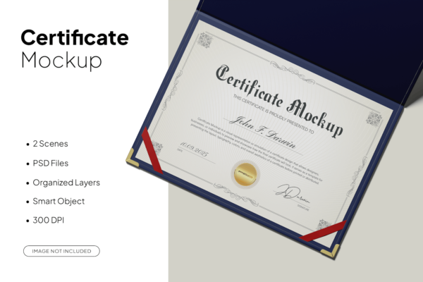 2款极简产品证书毕业证书荣誉证书奖状PSD样机Certificate Mockup