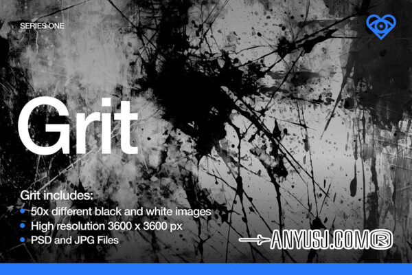 50款高分辨率黑白复古做旧砂砾划痕裂纹背景肌理图片设计套装50 Gritty Black and White Textures