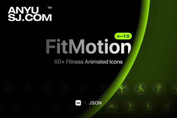 60+动态健身运动动体育竞技画网页UI-Icon图标插画插图AE/Json设计套装FitMotion🥇 / Animated Icons-第5965期-