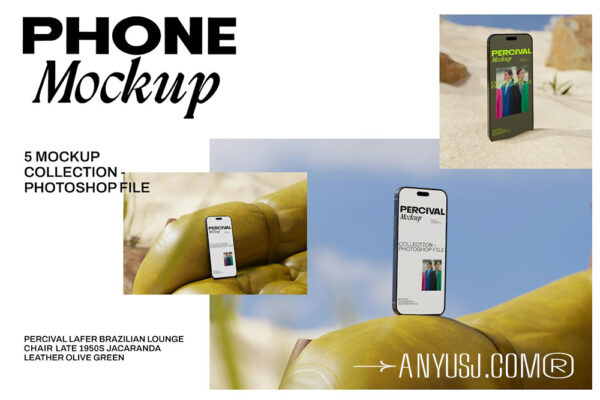 5款极简艺术IPhone手机UI界面APP壁纸设计展示PSD样机IPhone Mockup Realistic Device