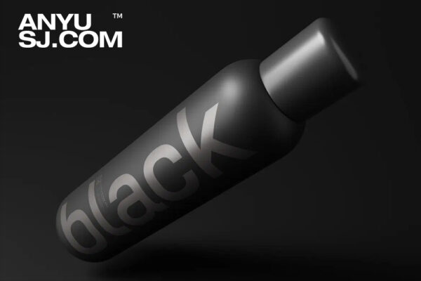 10款黑色金属哑光质感化妆品护肤品塑料瓶包装瓶设计PSD样机Tall Black Plastic Cosmetic Bottle Mockups